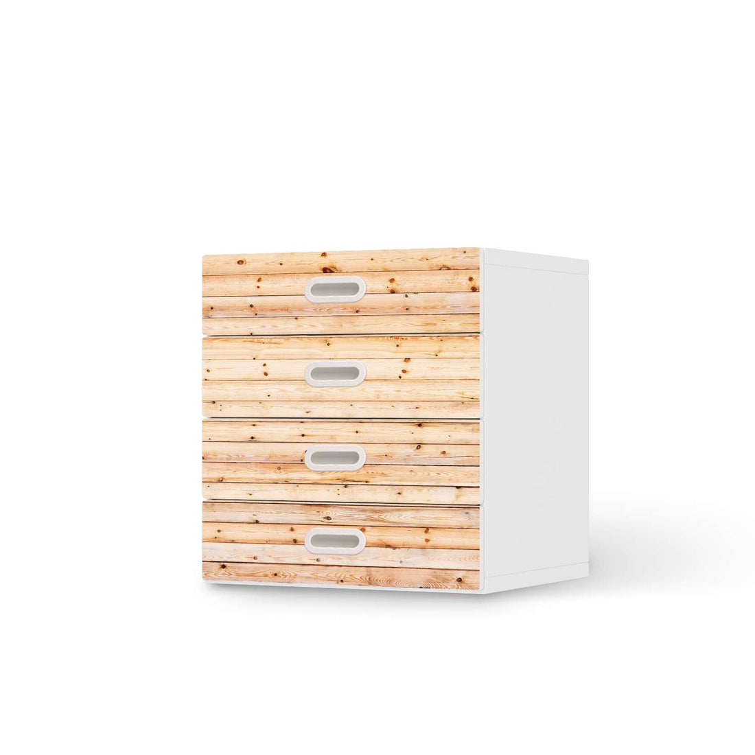 Klebefolie Bright Planks - IKEA Stuva / Fritids Kommode - 4 Schubladen  - weiss