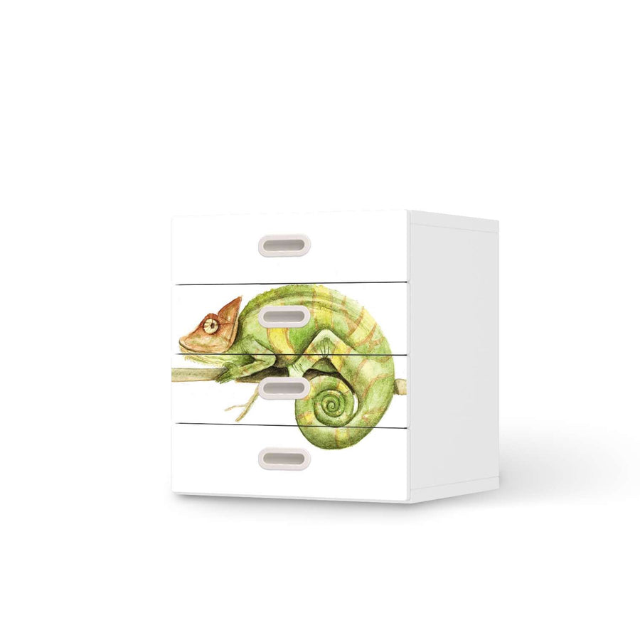 Klebefolie Chameleon - IKEA Stuva / Fritids Kommode - 4 Schubladen  - weiss
