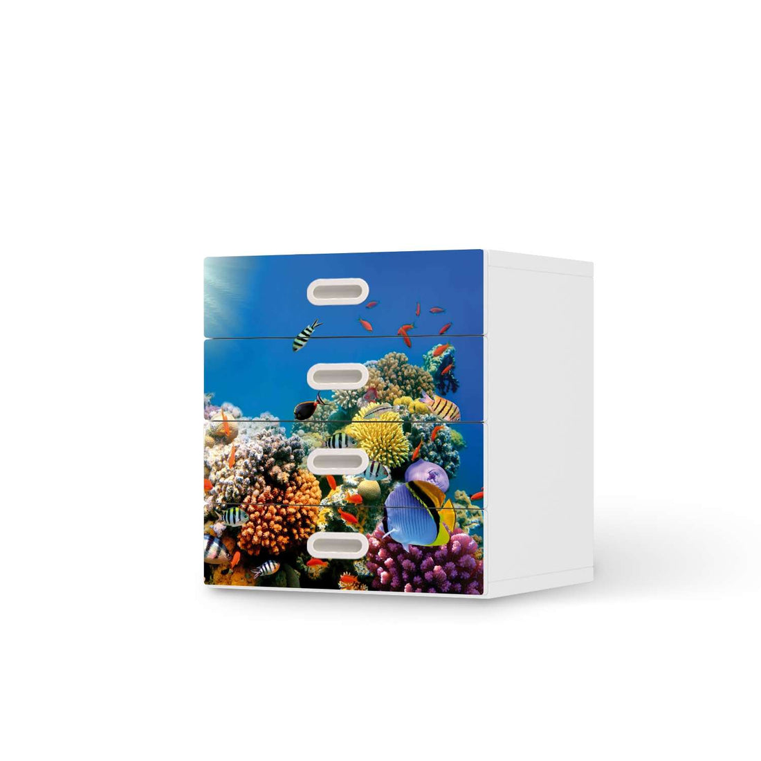 Klebefolie Coral Reef - IKEA Stuva / Fritids Kommode - 4 Schubladen  - weiss