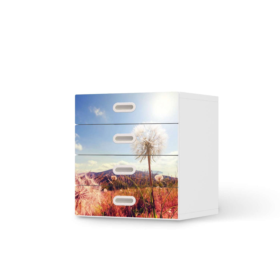 Klebefolie Dandelion - IKEA Stuva / Fritids Kommode - 4 Schubladen  - weiss