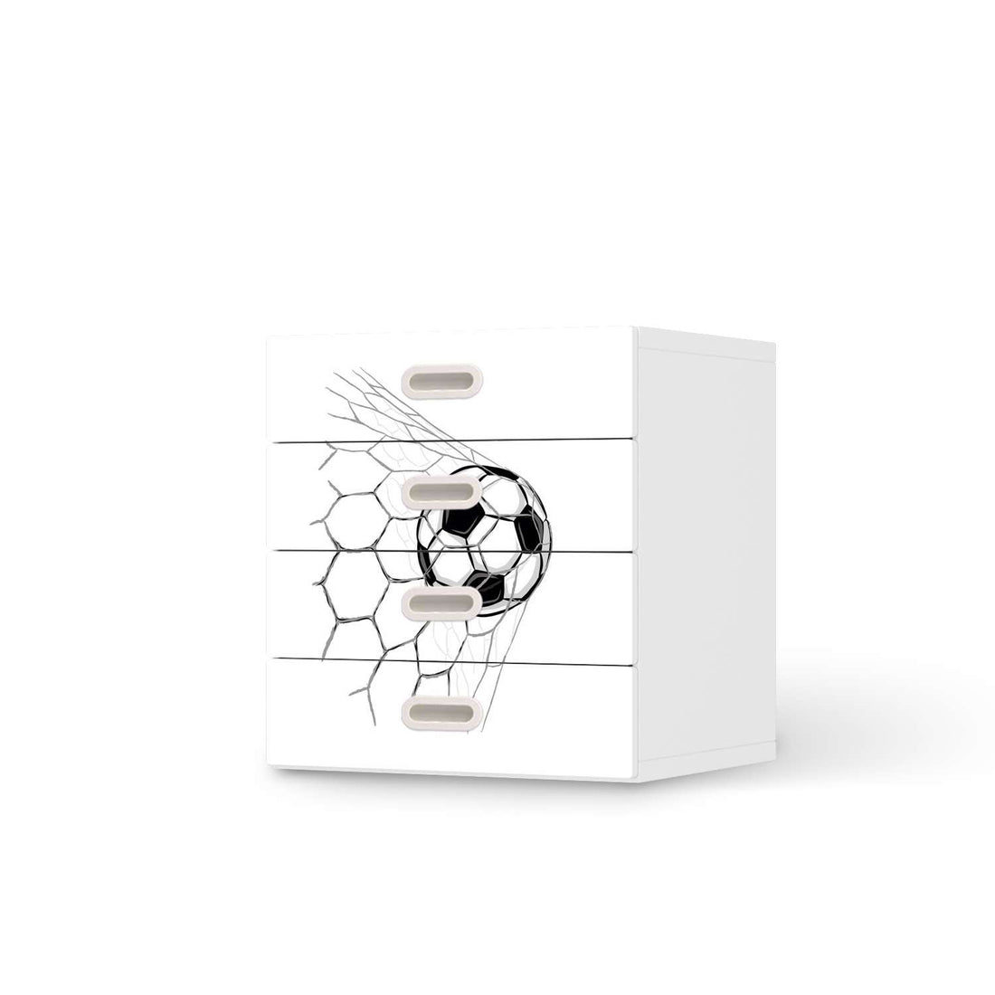 Klebefolie Eingenetzt - IKEA Stuva / Fritids Kommode - 4 Schubladen  - weiss