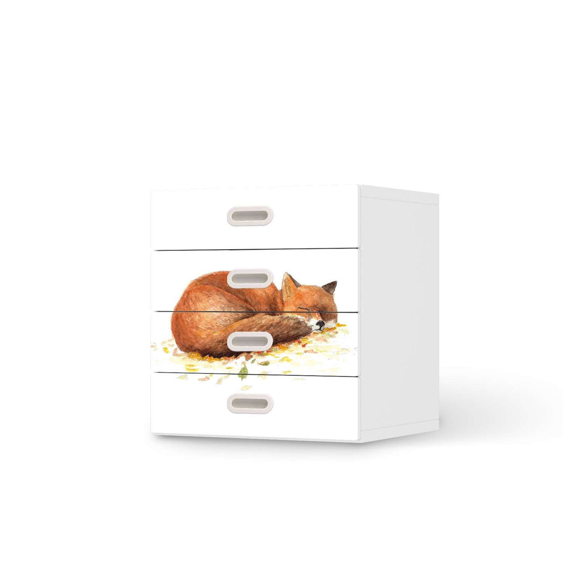 Klebefolie Fuchs - IKEA Stuva / Fritids Kommode - 4 Schubladen  - weiss
