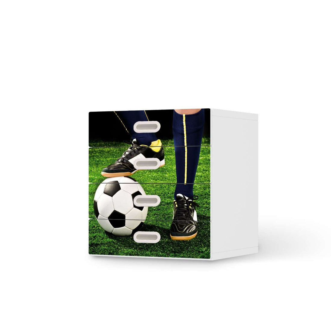 Klebefolie Fussballstar - IKEA Stuva / Fritids Kommode - 4 Schubladen  - weiss