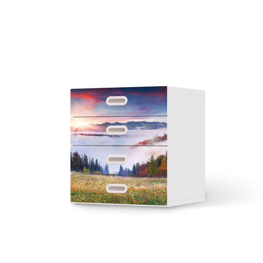 Klebefolie Herbstwald - IKEA Stuva / Fritids Kommode - 4 Schubladen  - weiss
