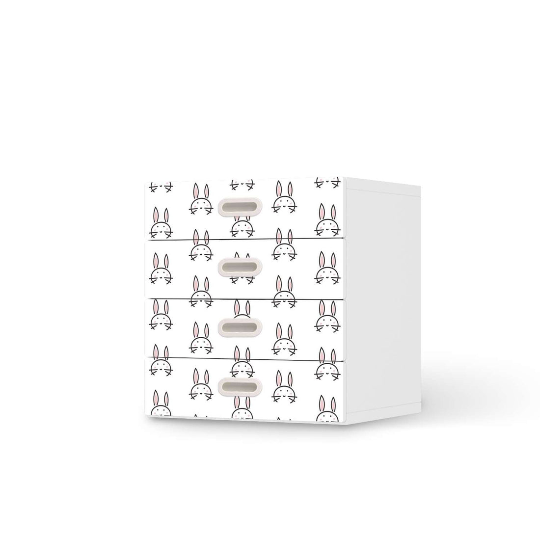 Klebefolie Hoppel - IKEA Stuva / Fritids Kommode - 4 Schubladen  - weiss