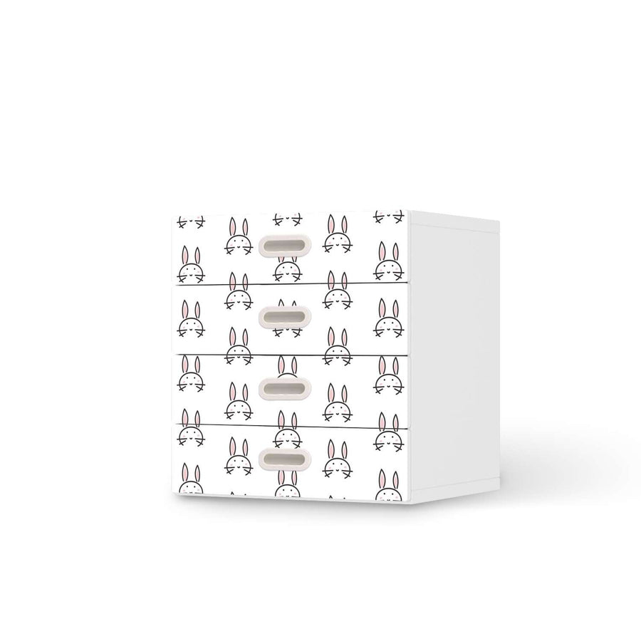 Klebefolie Hoppel - IKEA Stuva / Fritids Kommode - 4 Schubladen  - weiss