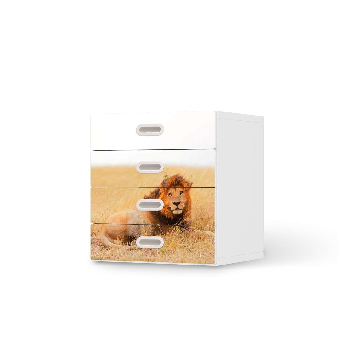 Klebefolie Lion King - IKEA Stuva / Fritids Kommode - 4 Schubladen  - weiss