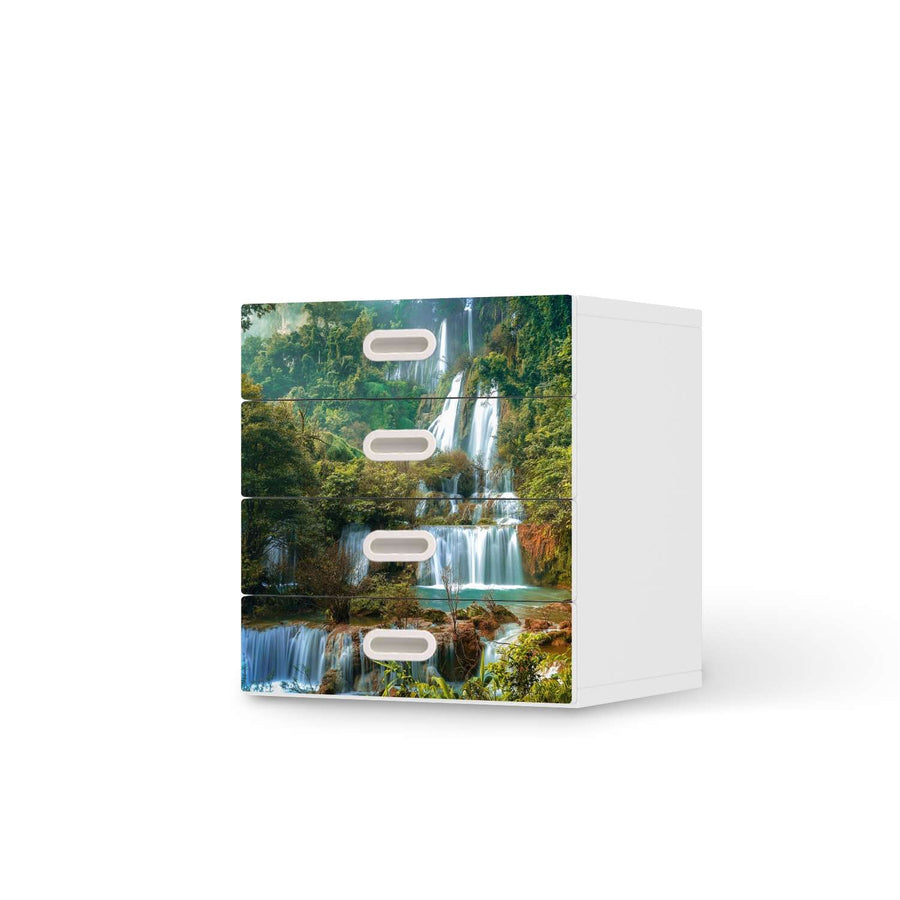 Klebefolie Rainforest - IKEA Stuva / Fritids Kommode - 4 Schubladen  - weiss