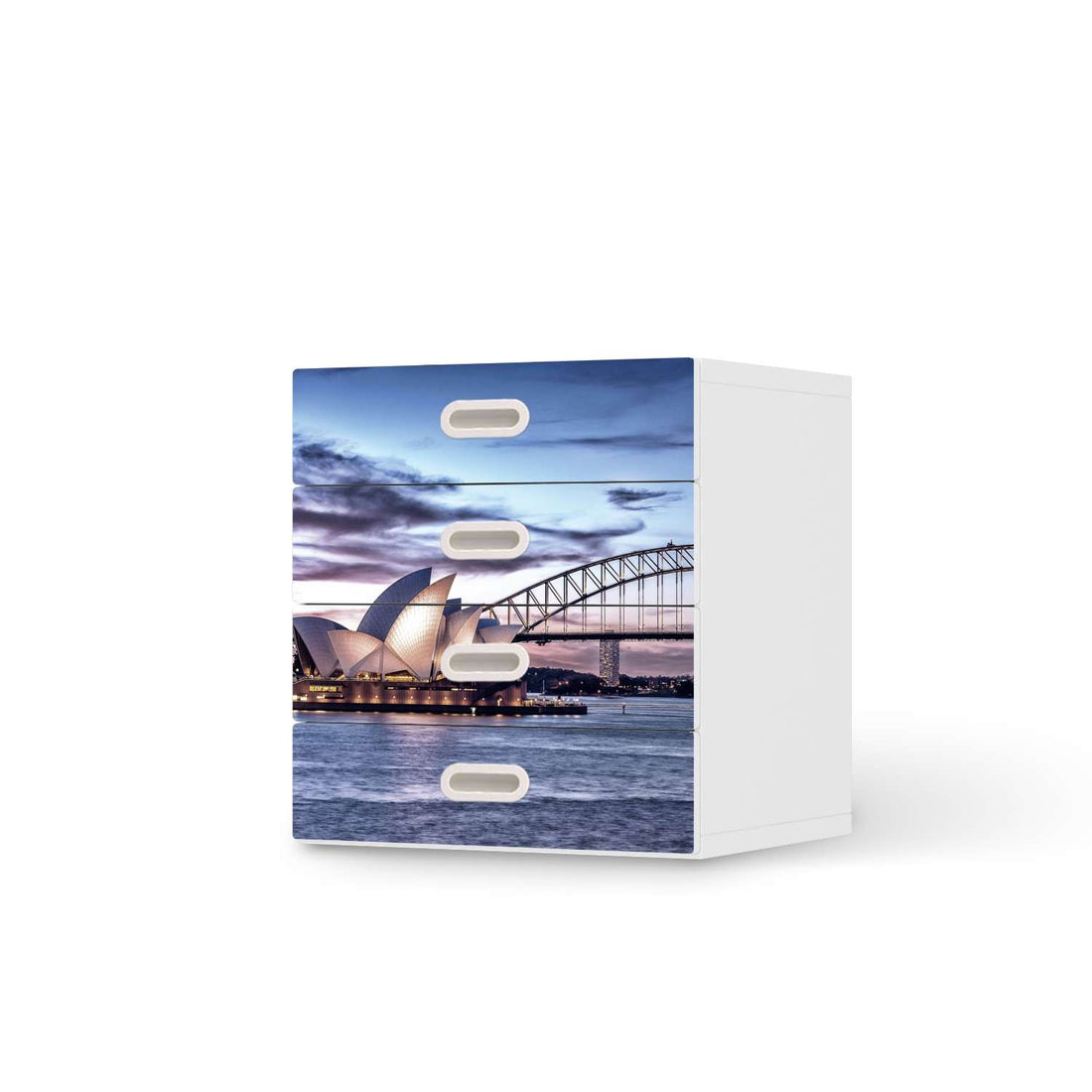 Klebefolie Sydney - IKEA Stuva / Fritids Kommode - 4 Schubladen  - weiss
