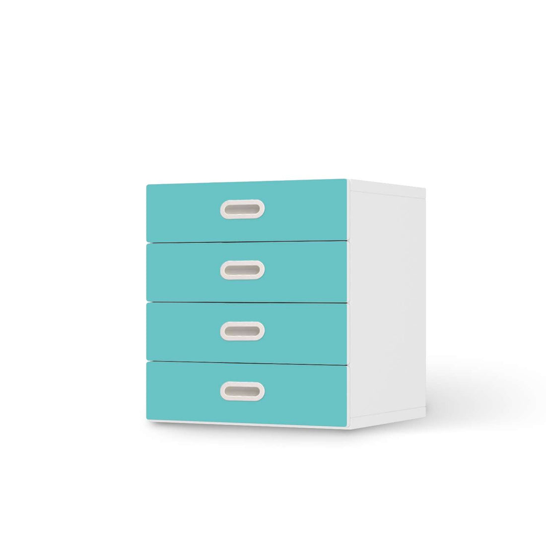 Klebefolie Türkisgrün Light - IKEA Stuva / Fritids Kommode - 4 Schubladen  - weiss