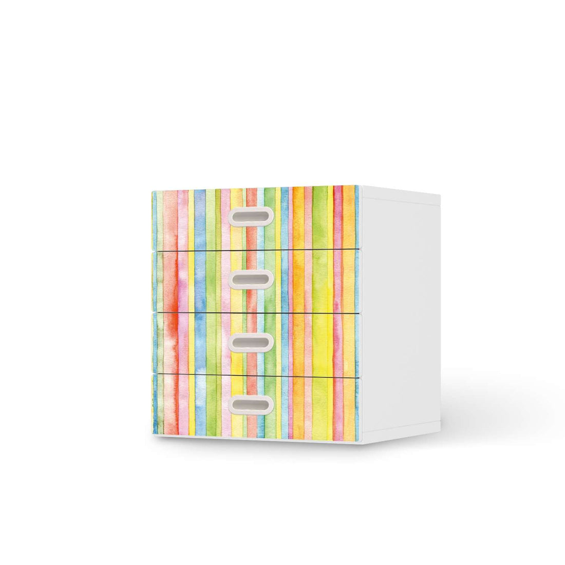 Klebefolie Watercolor Stripes - IKEA Stuva / Fritids Kommode - 4 Schubladen  - weiss
