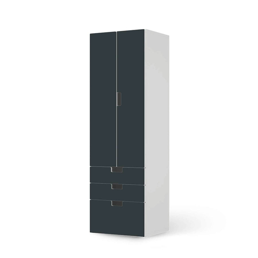 Klebefolie Blaugrau Dark - IKEA Stuva kombiniert - 3 Schubladen und 2 große Türen (Kombination 1)  - weiss