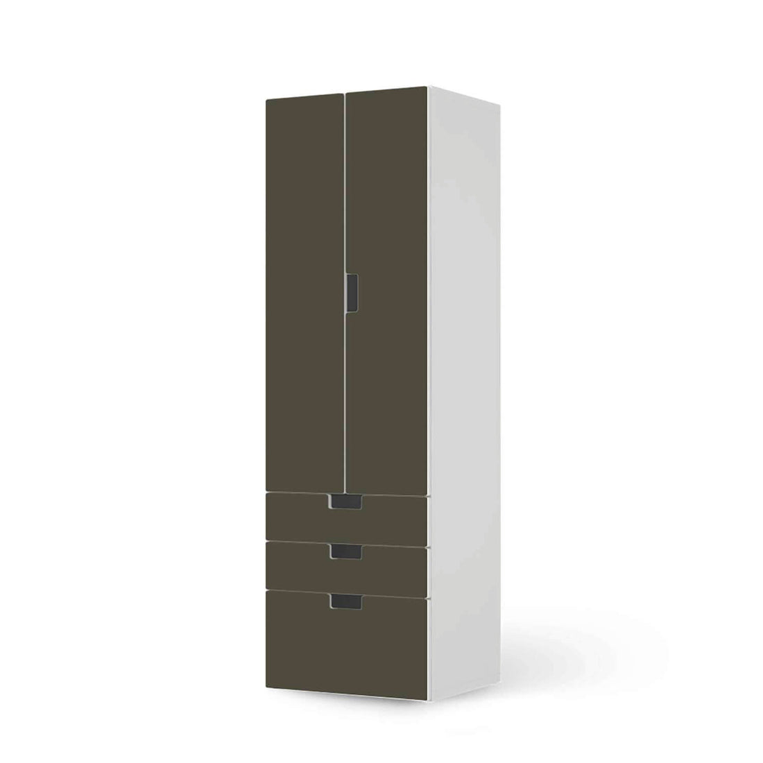 Klebefolie Braungrau Dark - IKEA Stuva kombiniert - 3 Schubladen und 2 große Türen (Kombination 1)  - weiss
