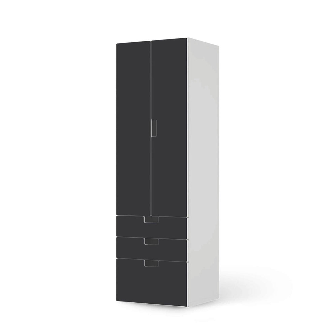 Klebefolie Grau Dark - IKEA Stuva kombiniert - 3 Schubladen und 2 große Türen (Kombination 1)  - weiss