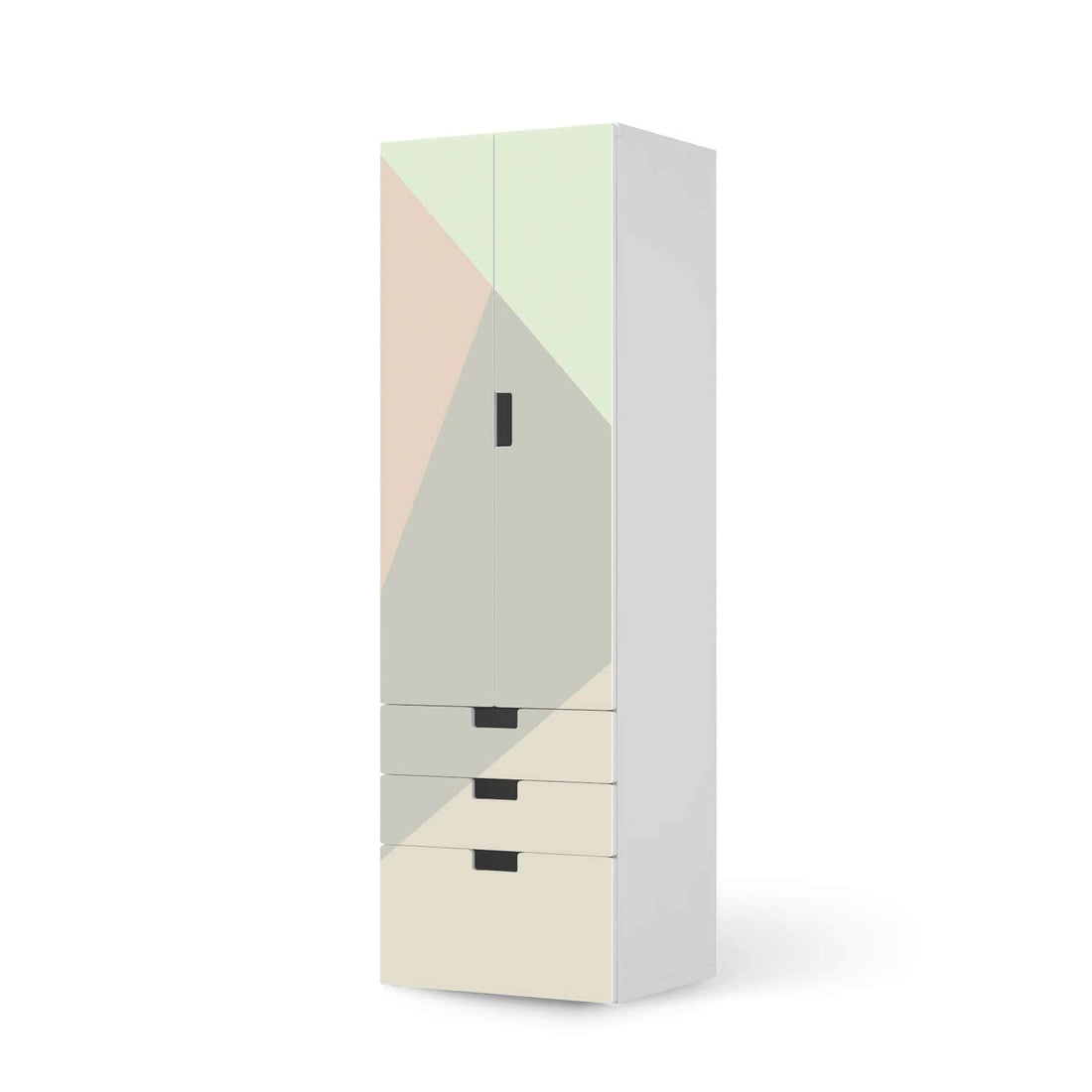 Klebefolie Pastell Geometrik - IKEA Stuva kombiniert - 3 Schubladen und 2 große Türen (Kombination 1)  - weiss
