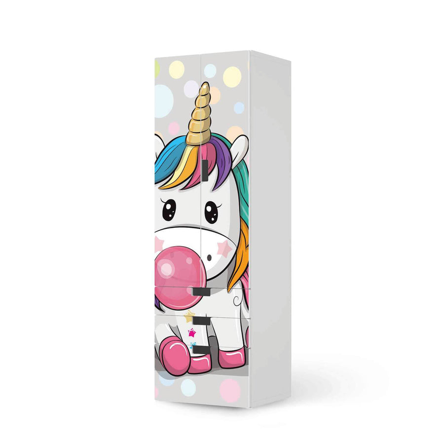 Klebefolie Rainbow das Einhorn - IKEA Stuva kombiniert - 3 Schubladen und 2 große Türen (Kombination 1)  - weiss