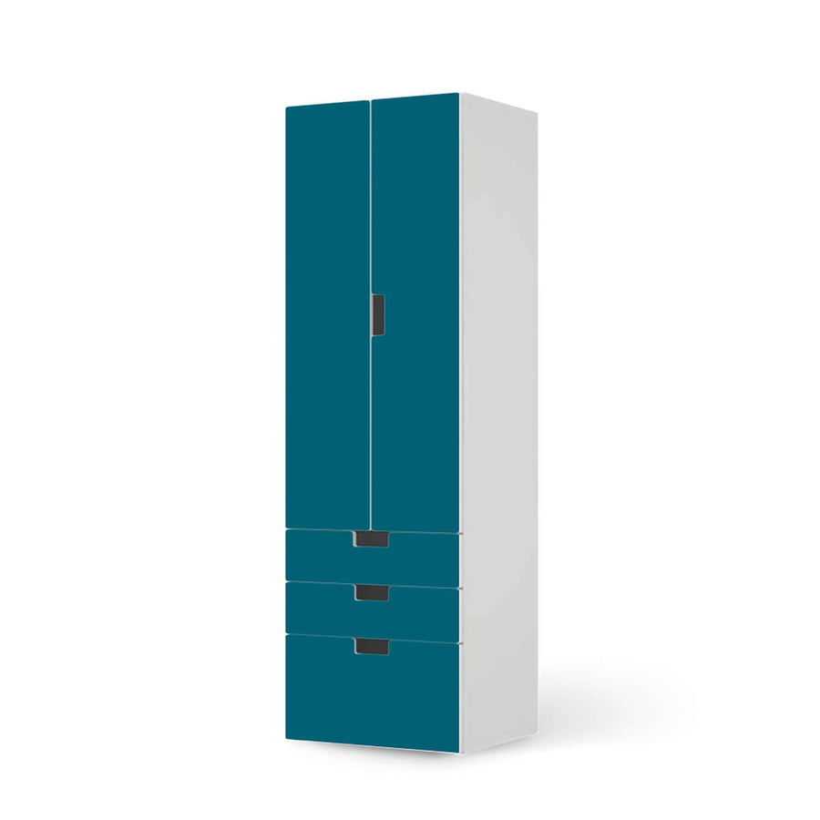 Klebefolie Türkisgrün Dark - IKEA Stuva kombiniert - 3 Schubladen und 2 große Türen (Kombination 1)  - weiss