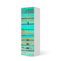 Klebefolie Wooden Aqua - IKEA Stuva kombiniert - 3 Schubladen und 2 große Türen (Kombination 1)  - weiss