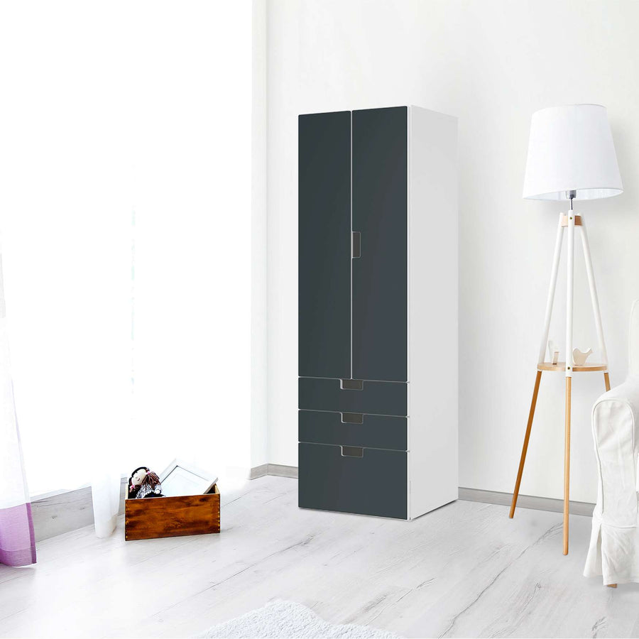 Klebefolie Blaugrau Dark - IKEA Stuva kombiniert - 3 Schubladen und 2 große Türen (Kombination 1) - Wohnzimmer