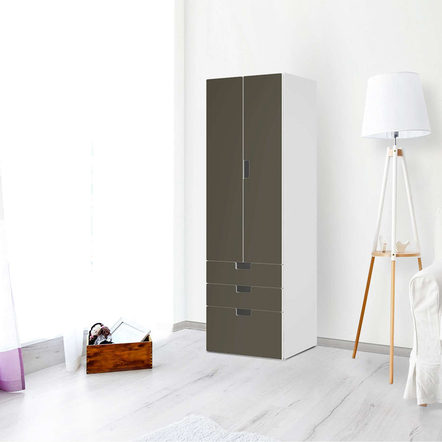 Klebefolie Braungrau Dark - IKEA Stuva kombiniert - 3 Schubladen und 2 große Türen (Kombination 1) - Wohnzimmer