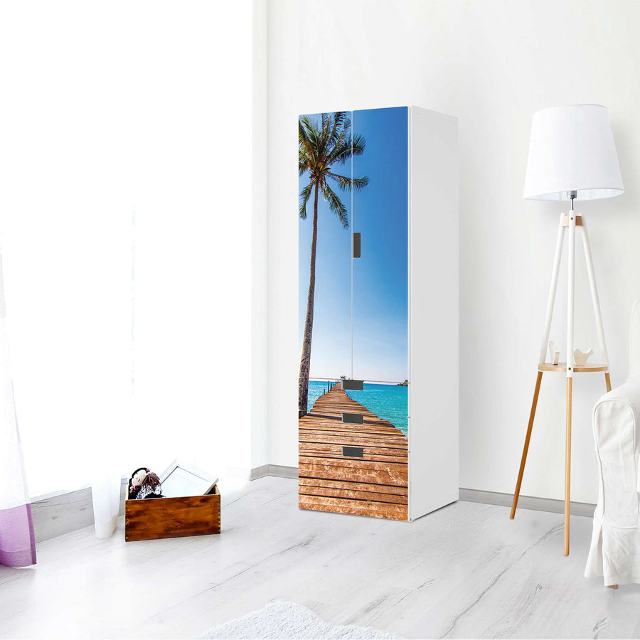 Klebefolie Caribbean - IKEA Stuva kombiniert - 3 Schubladen und 2 große Türen (Kombination 1) - Wohnzimmer