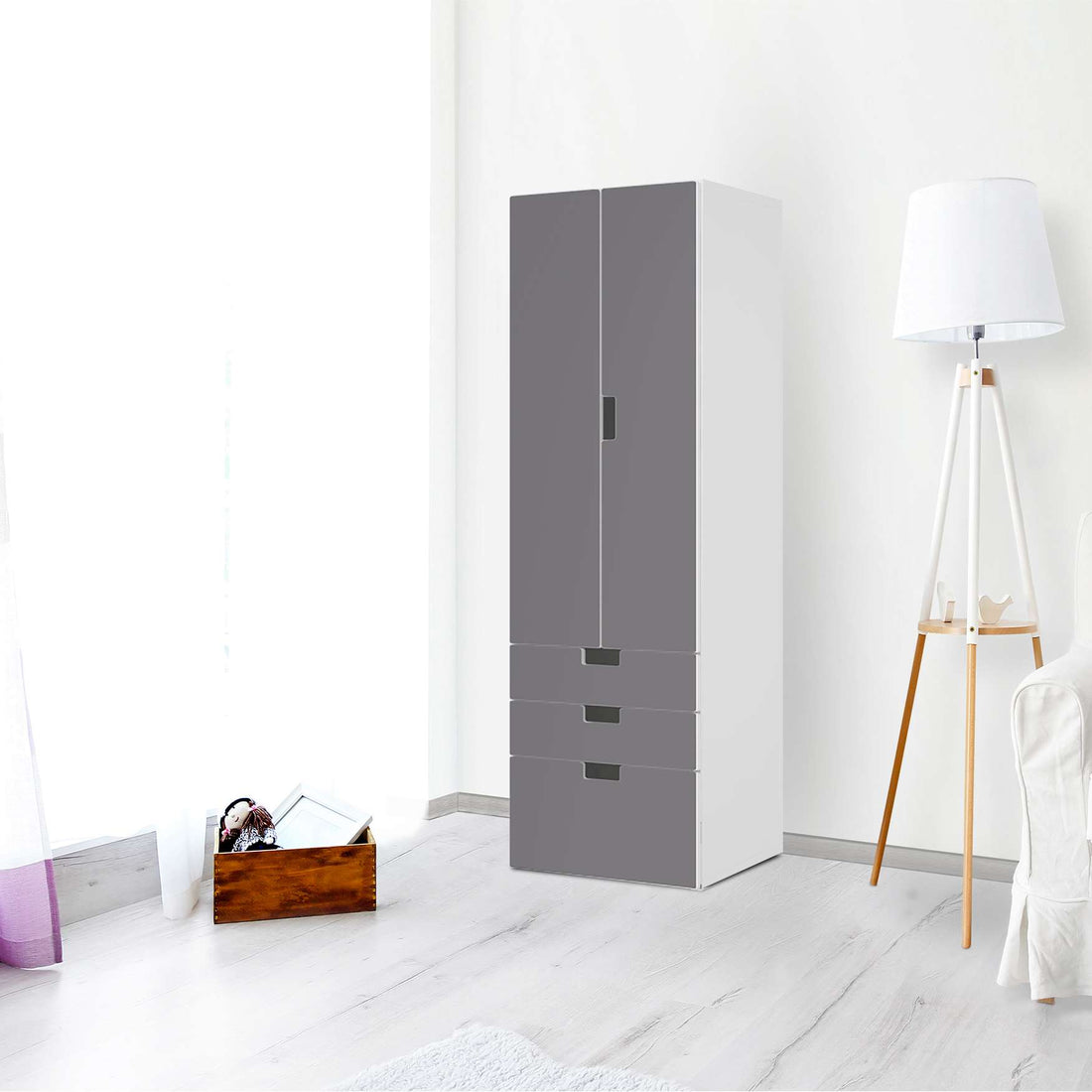 Klebefolie Grau Light - IKEA Stuva kombiniert - 3 Schubladen und 2 große Türen (Kombination 1) - Wohnzimmer
