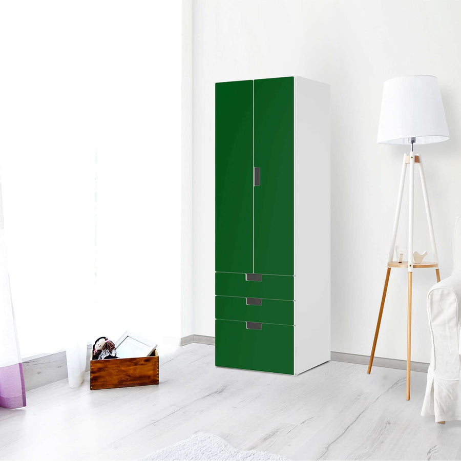Klebefolie Grün Dark - IKEA Stuva kombiniert - 3 Schubladen und 2 große Türen (Kombination 1) - Wohnzimmer