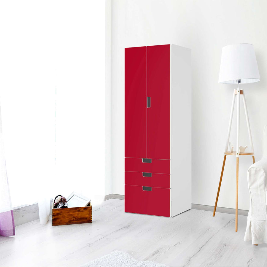Klebefolie Rot Dark - IKEA Stuva kombiniert - 3 Schubladen und 2 große Türen (Kombination 1) - Wohnzimmer