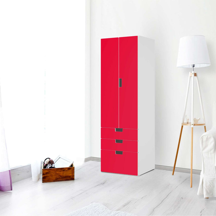 Klebefolie Rot Light - IKEA Stuva kombiniert - 3 Schubladen und 2 große Türen (Kombination 1) - Wohnzimmer