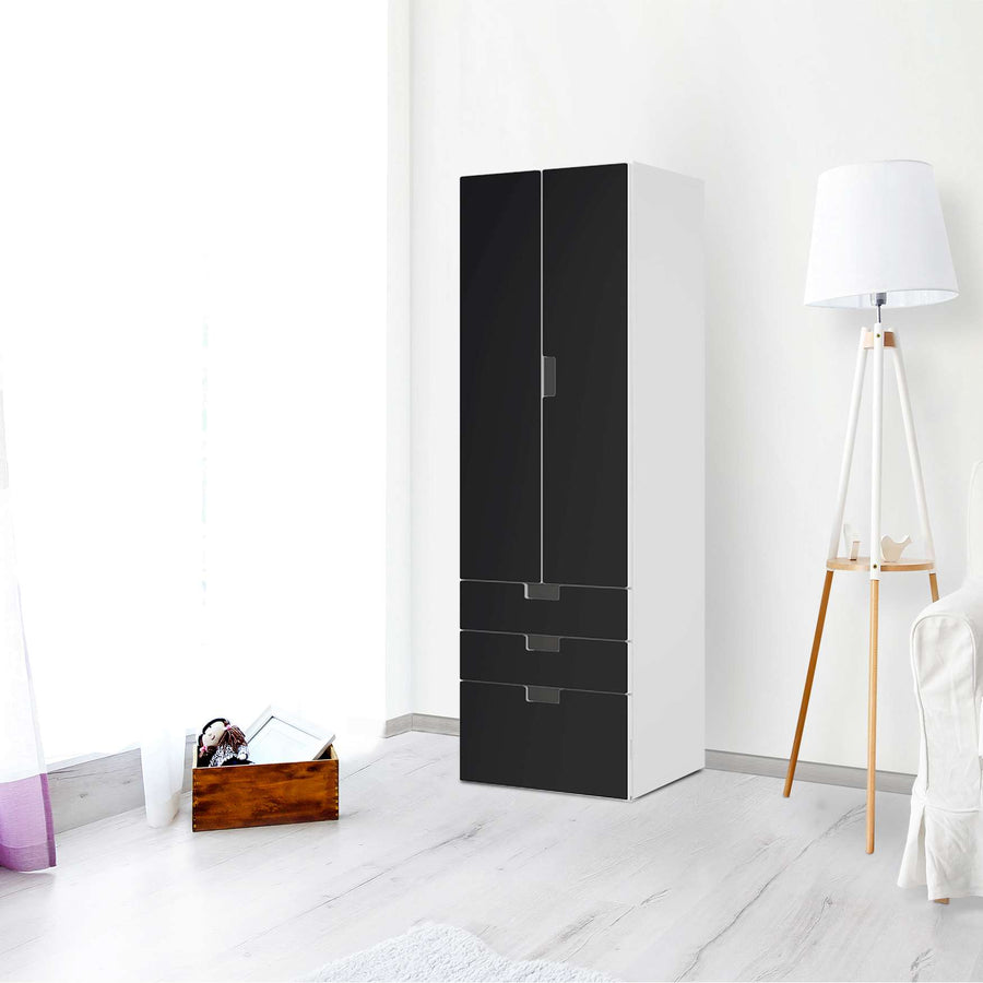 Klebefolie Schwarz - IKEA Stuva kombiniert - 3 Schubladen und 2 große Türen (Kombination 1) - Wohnzimmer