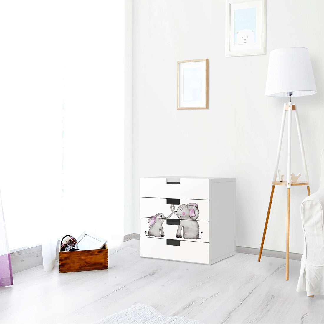 Klebefolie Elefanten - IKEA Stuva Kommode - 4 Schubladen - Kinderzimmer