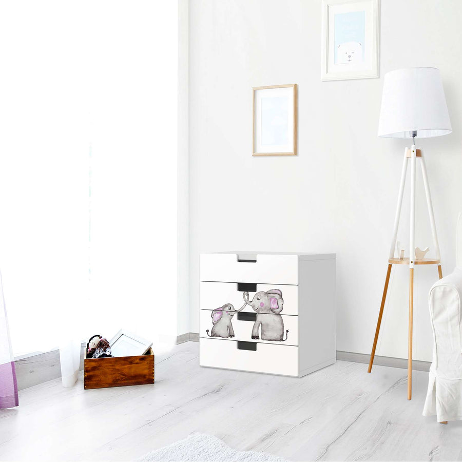 Klebefolie Elefanten - IKEA Stuva Kommode - 4 Schubladen - Kinderzimmer