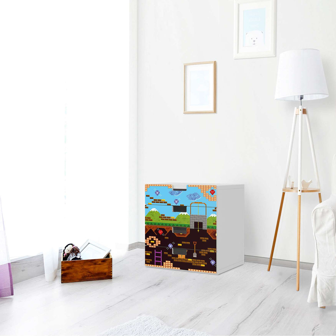 Klebefolie Pixelmania - IKEA Stuva Kommode - 4 Schubladen - Kinderzimmer