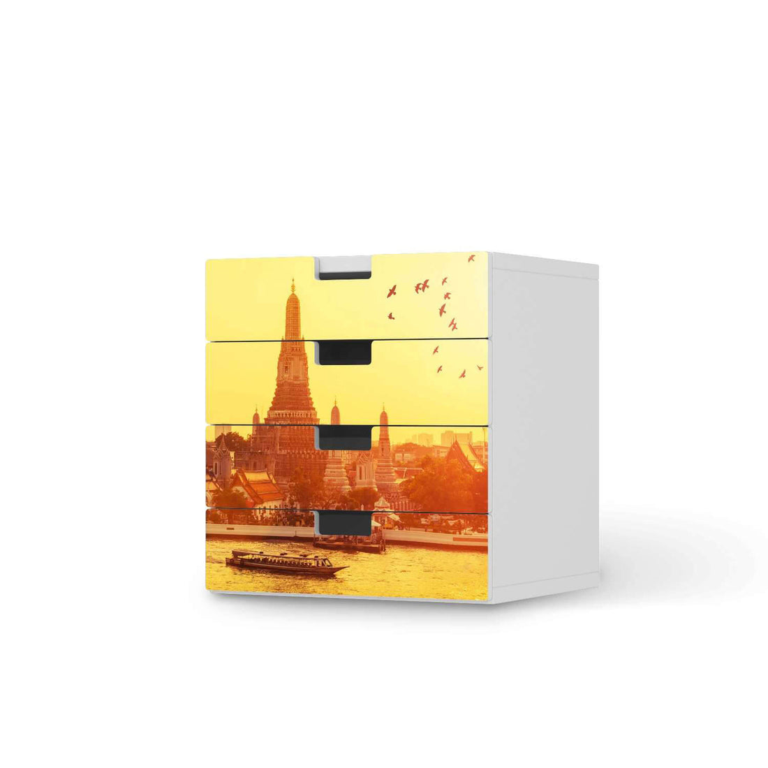 Klebefolie Bangkok Sunset - IKEA Stuva Kommode - 4 Schubladen  - weiss