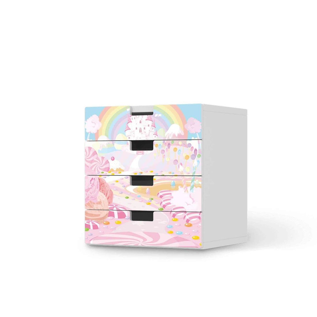 Klebefolie Candyland - IKEA Stuva Kommode - 4 Schubladen  - weiss