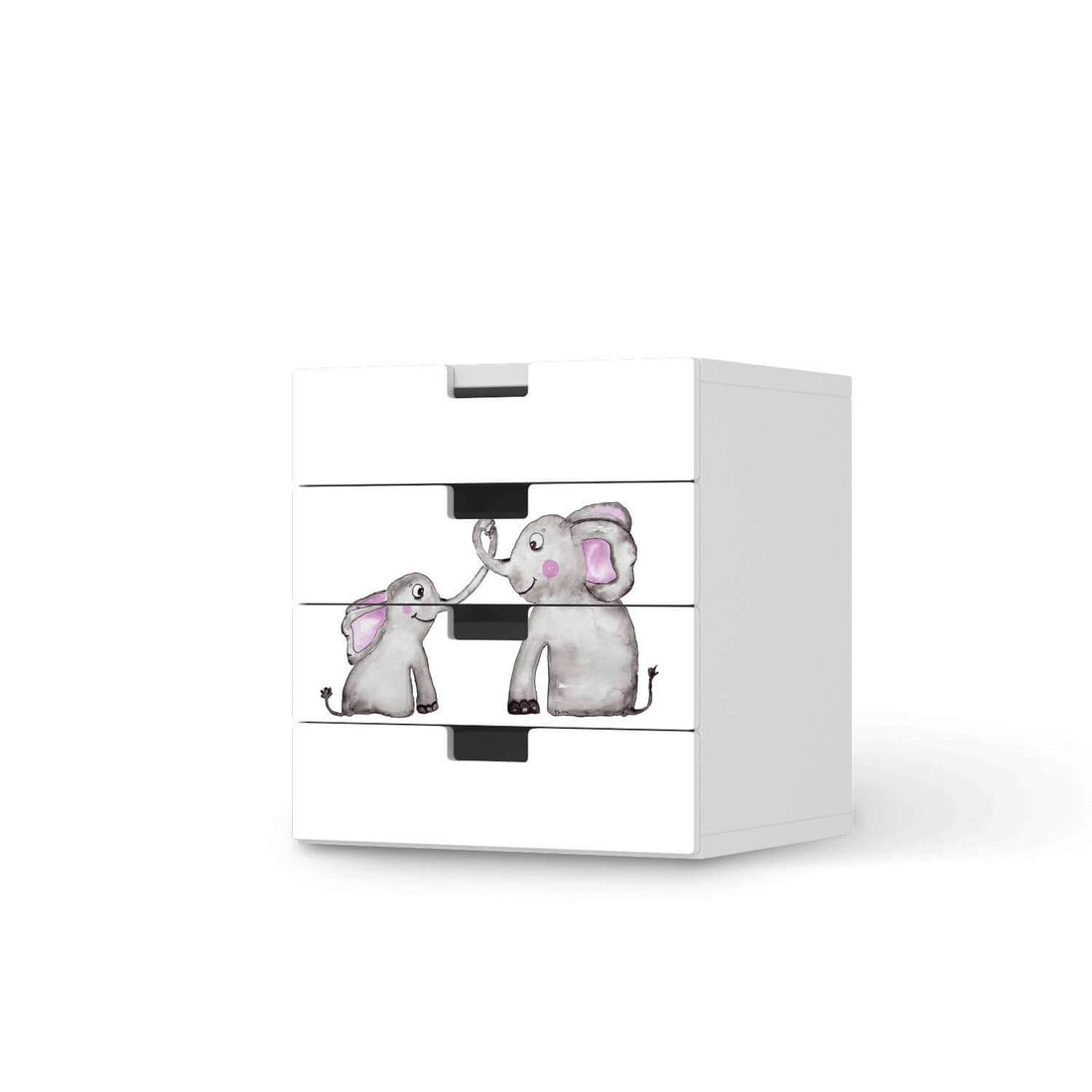 Klebefolie Elefanten - IKEA Stuva Kommode - 4 Schubladen  - weiss