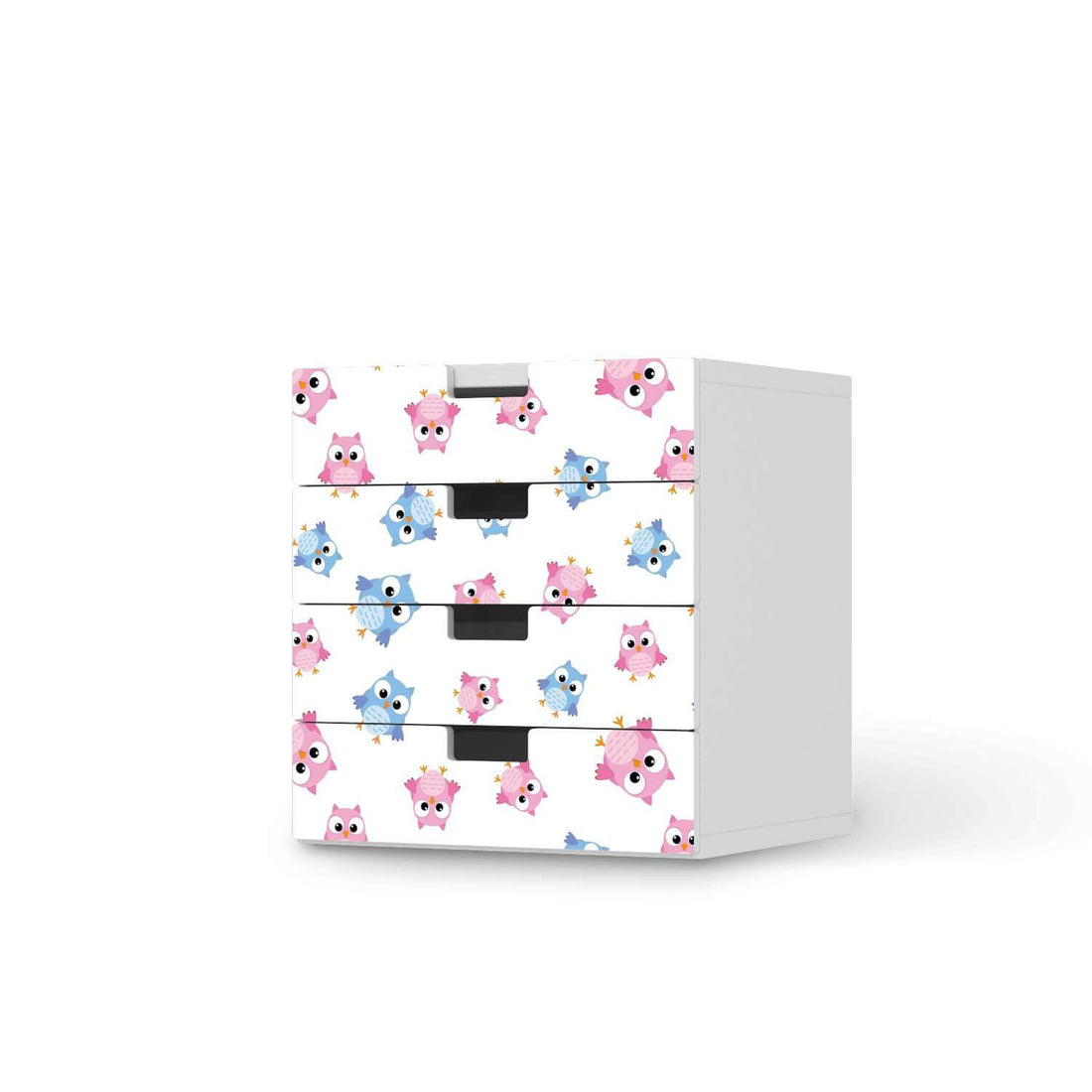 Klebefolie Eulenparty - IKEA Stuva Kommode - 4 Schubladen  - weiss