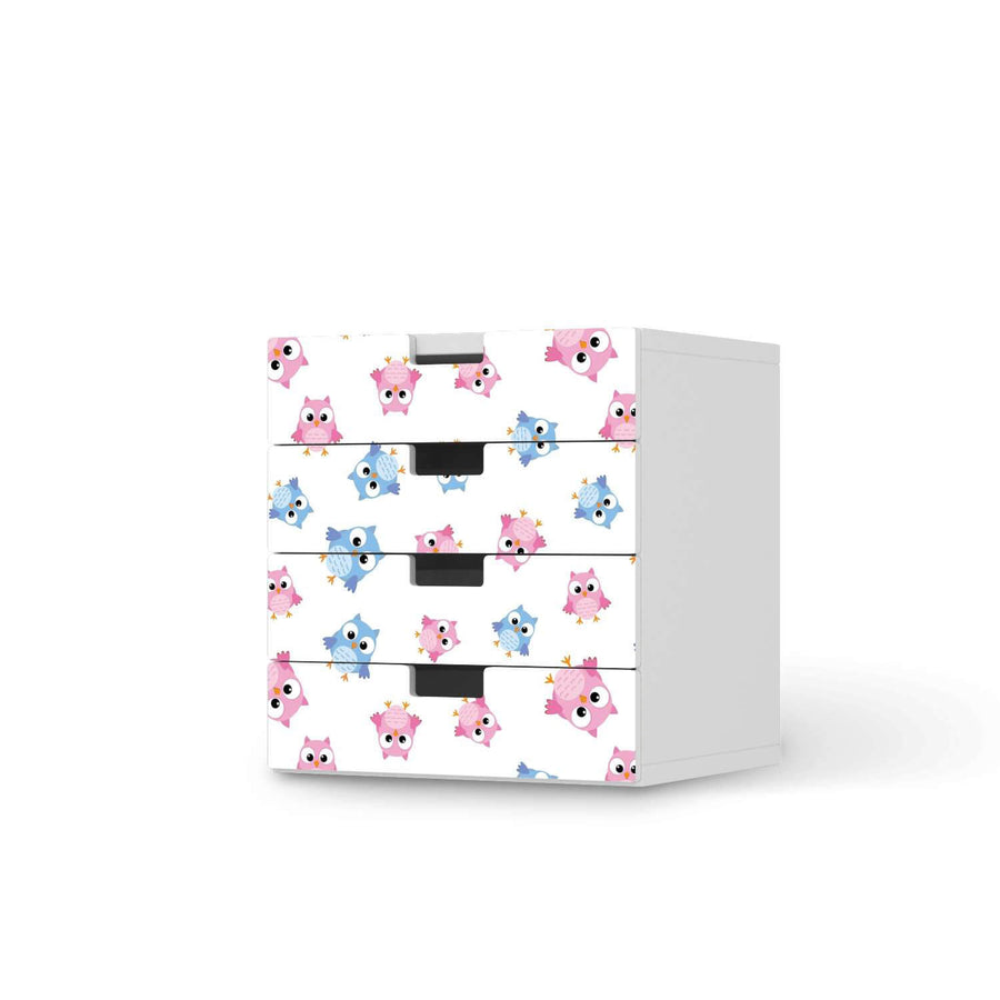 Klebefolie Eulenparty - IKEA Stuva Kommode - 4 Schubladen  - weiss