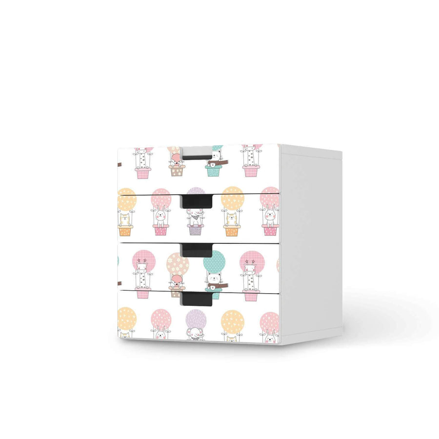 Klebefolie Flying Animals - IKEA Stuva Kommode - 4 Schubladen  - weiss