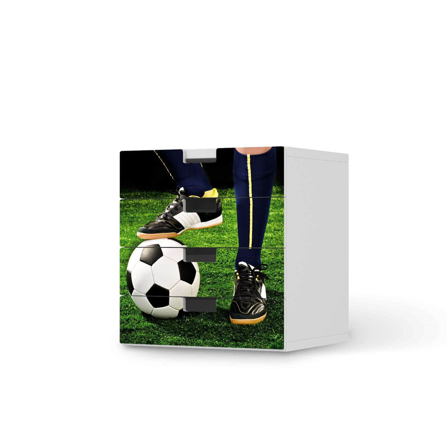 Klebefolie Fussballstar - IKEA Stuva Kommode - 4 Schubladen  - weiss