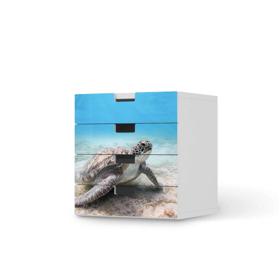 Klebefolie Green Sea Turtle - IKEA Stuva Kommode - 4 Schubladen  - weiss