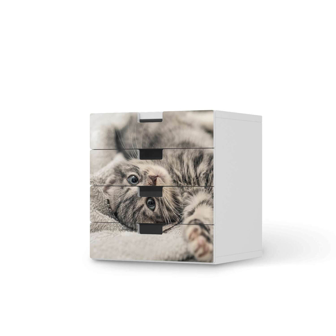 Klebefolie Kitty the Cat - IKEA Stuva Kommode - 4 Schubladen  - weiss