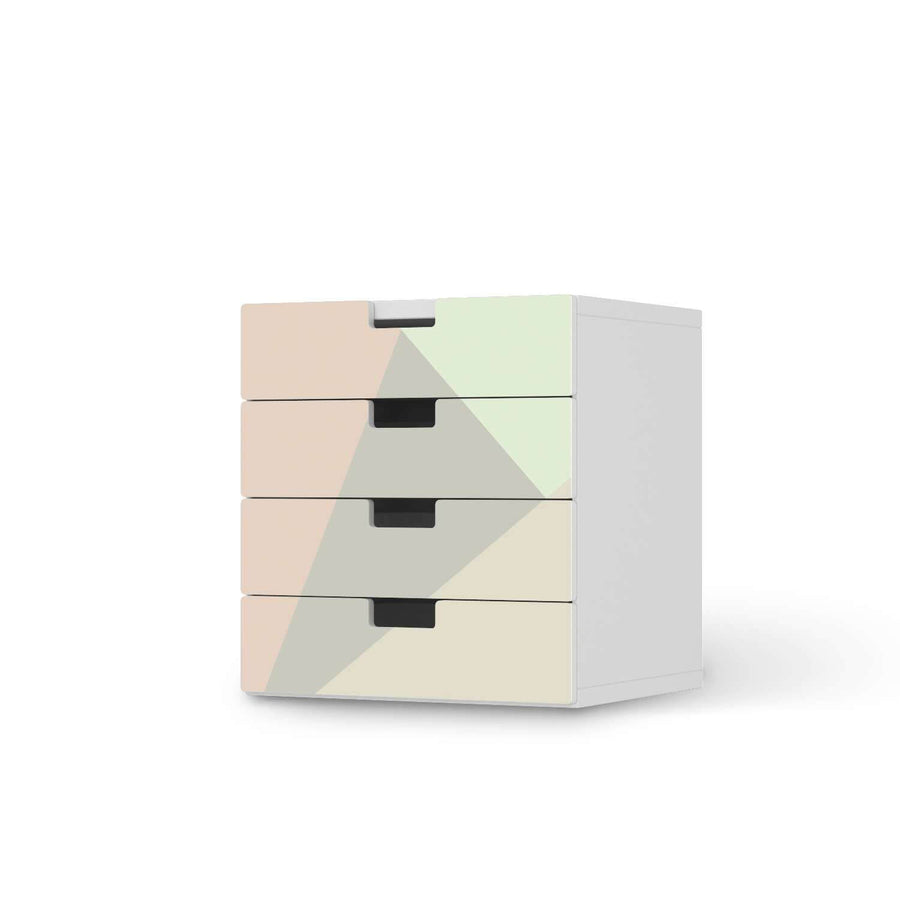 Klebefolie Pastell Geometrik - IKEA Stuva Kommode - 4 Schubladen  - weiss