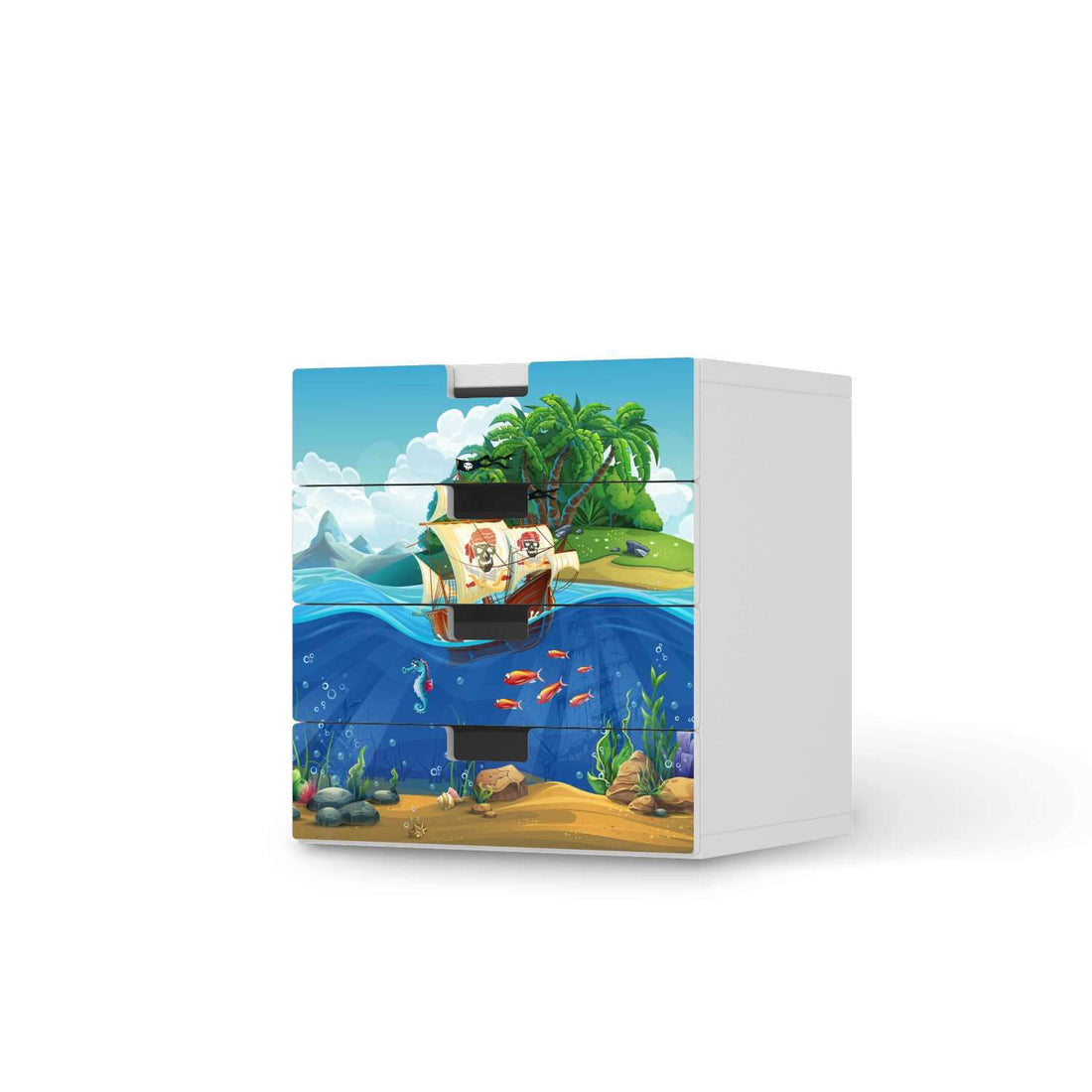Klebefolie Pirates - IKEA Stuva Kommode - 4 Schubladen  - weiss