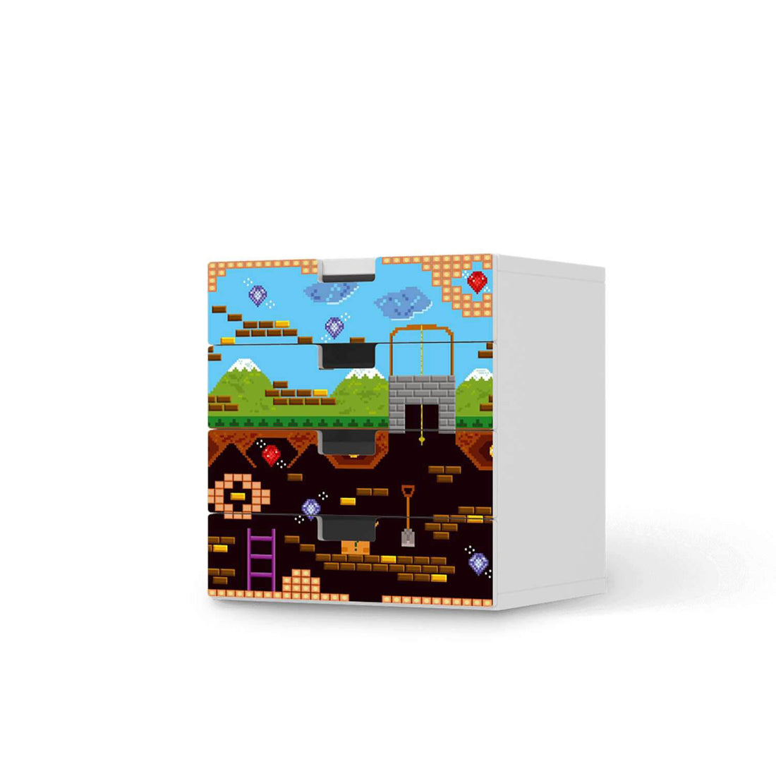 Klebefolie Pixelmania - IKEA Stuva Kommode - 4 Schubladen  - weiss