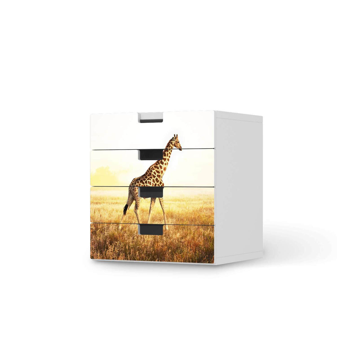 Klebefolie Savanna Giraffe - IKEA Stuva Kommode - 4 Schubladen  - weiss