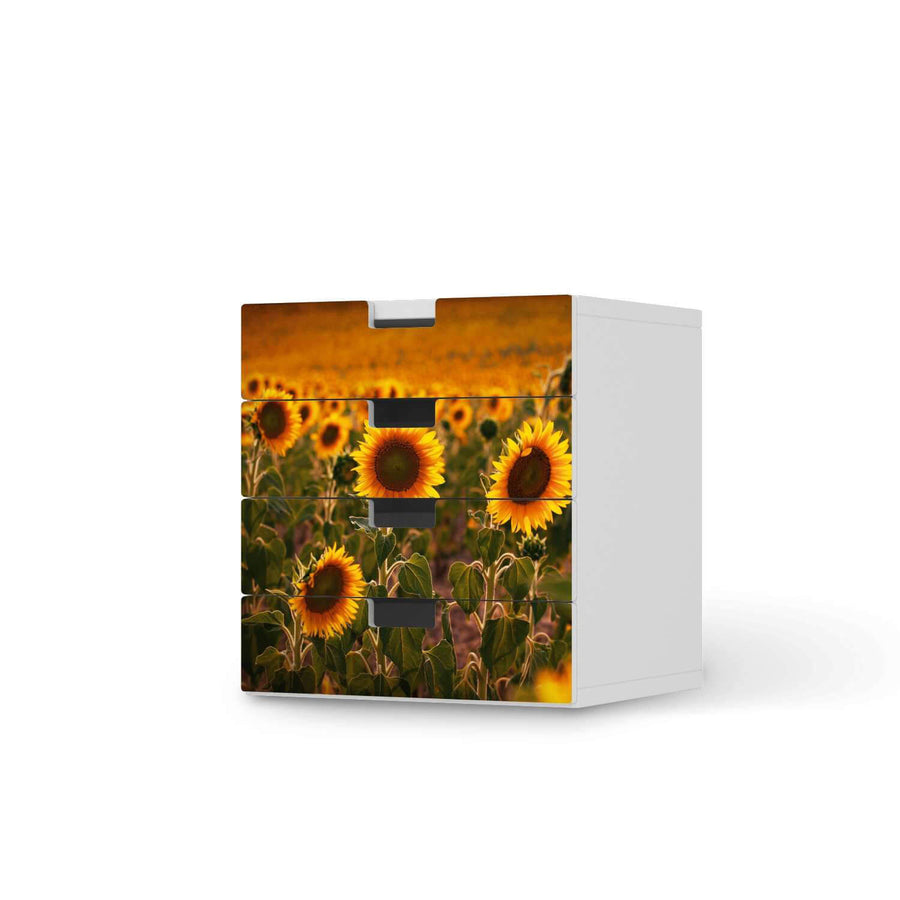 Klebefolie Sunflowers - IKEA Stuva Kommode - 4 Schubladen  - weiss