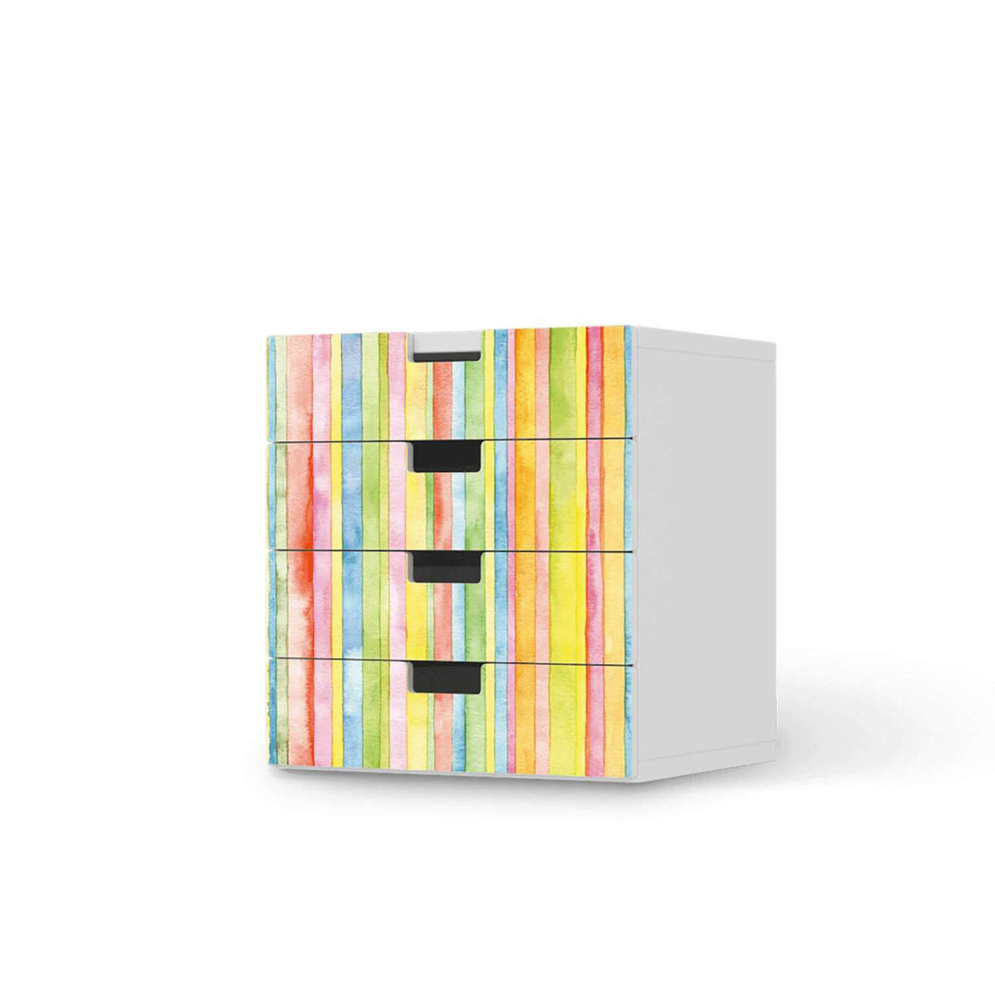 Klebefolie Watercolor Stripes - IKEA Stuva Kommode - 4 Schubladen  - weiss