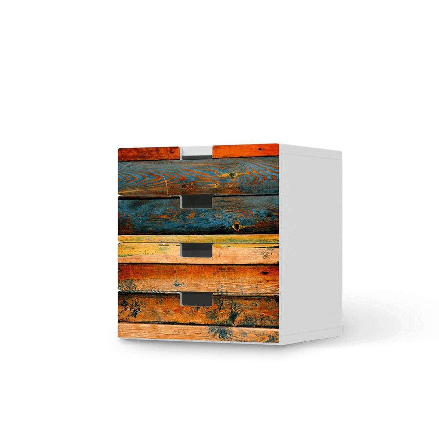 Klebefolie Wooden - IKEA Stuva Kommode - 4 Schubladen  - weiss