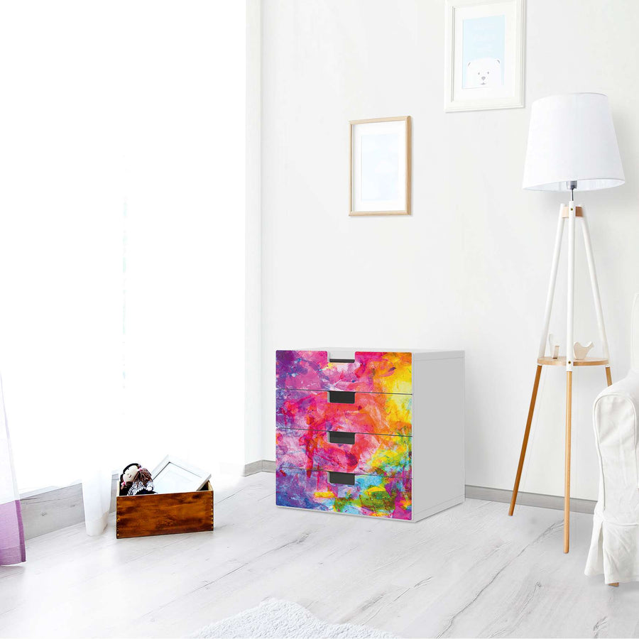Klebefolie Abstract Watercolor - IKEA Stuva Kommode - 4 Schubladen - Wohnzimmer